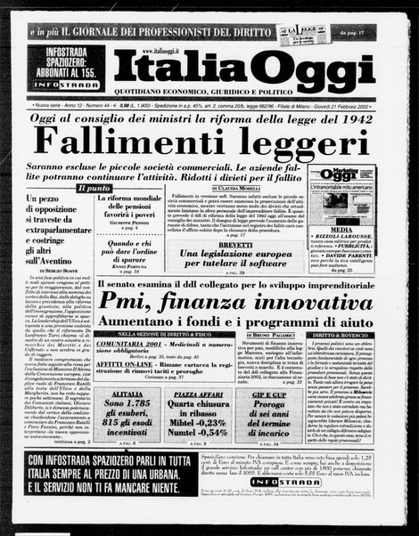 Italia oggi : quotidiano di economia finanza e politica